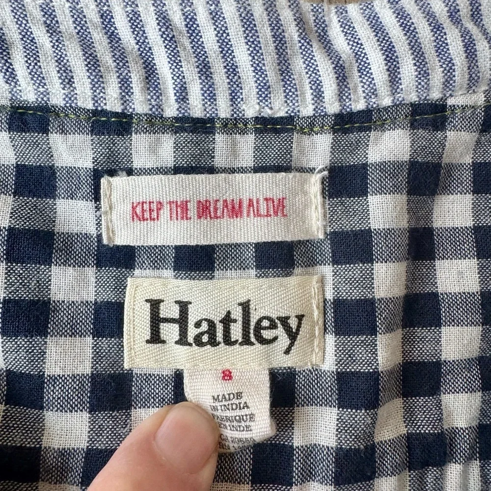 Hatley Girls Pink Blue Check Bunny Rabbit Cotton Dress  Size 8 EUC Easter